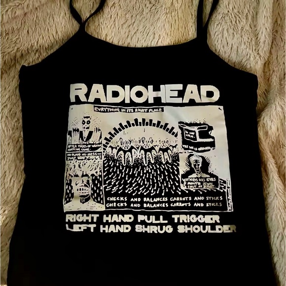 Radiohead Graphic Print Tank Top Tee Shirt Crop Tops - Picture 2 of 2